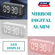 LED Mirror Digital Alarm Clock Portable Wireless Bluetooth Home Speaker Decor