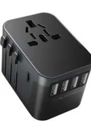 Universal Travel Adapter, International Plug Adapter 4 USB A 1 USB C Ports