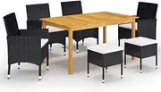 7 Piece Garden Dining Set Black,Outdoor Furniture Sets-3067777