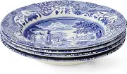 Spode Blue Italian Soup Bowls | Set of 4 | 9-Inch | Soup, Pasta, and Salad Serving Bowls | Round, Wide Rim Bowl | Microwave Safe | Dishwasher Safe | Made in England