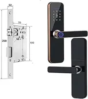 Smart Lock, Tuya Electronic Smart Door Lock with Biometric Fingerprint/Smart Card/Password/Key Unlock/USB Emergency Charge,for Bedroom Hotel Office Apartment(200x22(5050),Nero) FANDIAO