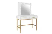 Large Vanity Dressing Table Dresser Makeup Table with 12 LED Lights Mirror and 2 Drawers, White