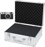 [Generic] Aluminum Carrying Case - Aluminum Hard Shell Briefcase Portable Hard Case Safe Storage | Handle Design Built-in Sponge Truck Storage Box with Safety Lock for Precision
