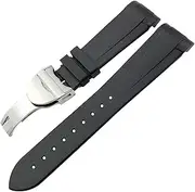 CEKGDB for Tudor Heritage Rubber Watchband 22mm Silicone Watch Strap for Tudor Heritage Waterproof Bracelets (Color : Black Folding, Size : 22mm)