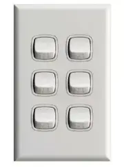 HPM EXCEL 6-GANG SWITCH WITH COVERPLATE 10A 240V Vertical, Flush Mount WHITE