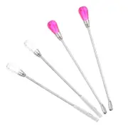 4Pcs Stainless Steel Wax Stirrer, Wax Seal Spoon Kit, Clear Pink/Clear