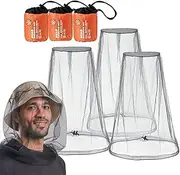3PCS Midge Head Net, Mosquito Head Protecting Net with Storage Bag, Mosquito Head Net Face Mesh, Fine Mesh Insect Netting Cover for Outdoor, Hiking, Climbing, Walking, Fishing (Gray)