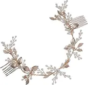 VINTORKY Golden Baroque Leaves Hair Comb with Artificial Pearls Elegant Bridal Hair Decoration for Weddings Proms and Special Occasions Accessories for Brides and Bridesmaids
