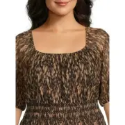 Terra & Sky Women's Plus Size Smocked Mesh Dress, Size: 1X(16-18)