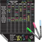 Cinch Magnetic Dry Erase Chores Chart for Kids (17x20 inches, Black) - 6 Whiteboard Markers with Magnets