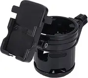 Dual Cup Holders Mobile Phone Clip, Foldable Treadmill Cup Holder, 360° Rotation, 3 in 1 Universal Stroller Cup Holder for Wheelchair, Bike, Motorcycle, Treadmill, Black