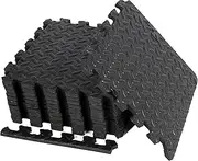 12 Pack Puzzle Exercise Floor Mat, EVA Foam Mats with Interlocking Floor Tiles, 12'' x 12'' Foam Gym Mat, Protective Flooring Mats Interlocking for Home and Gym Equipment (Black, Large)