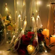Wedding Wands Ribbon Streamers with Bells LED Fairy Light up Silk Fairy Wand Glo