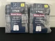 George Two 3 Packs Men's Large Boxer Antimicrobial, Moisture Wicking, Tag-Free