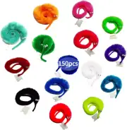 150 Pack Fuzzy Worm Toys String Pets Fuzzy Worms on String Bulk Trick Toy Party