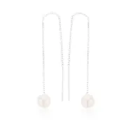 Sterling Silver Freshwater Pearl Drop Threader Earrings