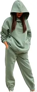 [ZPLxi] Women's Two Piece Hoodie Tracksuits Set with Pocket Trendy Long Sleeve Pullover Pants Sweatsuits Jogging Outfit for Autumn Winter