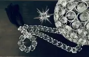 Cube Faceted Bead Garland with Black Tassels | Home Decor Decorative Garland