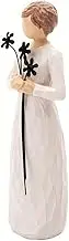 Angel Hugging Christmas Ornament, Willow Tree Friendship, Sculpted Hand Painted Figure, Home Decor for Men Women, Praying for Luck and Happiness (1, Flower)