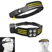 COB LED Headlamp USB Rechargeable Headlight Bar Head Band Torch Work Light 6000K