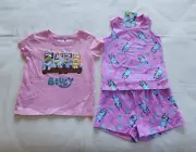 Bluey Girls Iceblocks Pink Purple Printed 3 Piece Pyjama Set Size 1 New