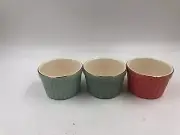Thyme & Table Ceramic 4in Gold Rim Green & Red Ramekin Set of 3 BB01B22014