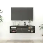 High Gloss Black Wall Shelf 102x30x29 cm Stylish Engineered Wood Storage