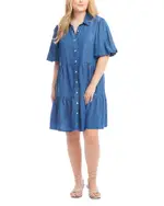 Karen Kane Puff Sleeve Tiered Dress