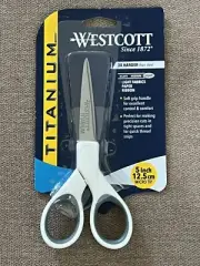 Westcott Crafting Scissors 5-Inch Titanium Micro-Tip Scissors White/Gray