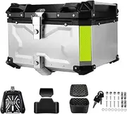 Motorcycle Helmet Box CNC Aluminum Top Tail Rear Luggage Storage Tool Cases Lock Trunk Fit for BMW R1200GS(65L Silver)