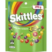 Skittles Sours Chewy Lollies Party Share Bag 190g