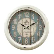 Vintage Hotel Les Flots Bleus Metal Frame Wall Clock White 47cm