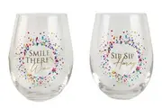 Stemless Wine Glass Sip Sip Hooray Set of 2 by Urban Products UP116041