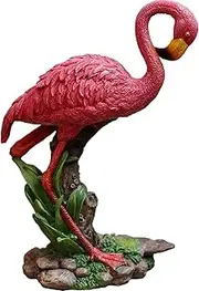 Small Pink Flamingo Garden Statues, Resin Tropical Birds Sculptures for Home Garden Wedding Table and Desk Decor
