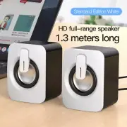 Dual White/Black Wired Mini Desktop Speakers 6W RMS Power