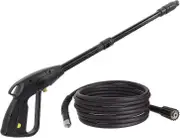 High Pressure Washer Gun M22x1.5 14 mm Pin with High Pressure Hose - High Pressure Washer Accessories - Adjustable Nozzle - Hose Length 8 m