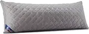 Siluvia Body Pillow for Adults-Premium Adjustable Loft Quilted- Hypoallergenic Fluffy - Quality Plush - Down Alternative Pillow (Gray-LightGray, 21”x54“)