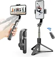 Selfie Stick Head Stabilizer, 360° Swivel Tripod with Wireless Remote, Portable Cell Phone Holder, Self-Balancing Single-Axis Head for Smartphones Tiktok Vlog Youtuber Live Video Recording