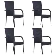 Stackable Outdoor Chairs 4 pcs Poly Rattan Black