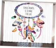 Feather Curtains, Dream Catcher 108"W x 108"L (Pack of 2) White Blue