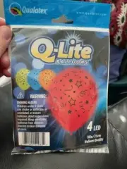 Qualatex Latex Balloons 4 ct 10" Q-Lite LED Multicolor Confetti New!!!