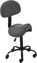 Saddle Chair 16 7/8-20 7/8" Adjustable Height Saddle Chairs Stool, Lumbar Support Spa Chair Leather, Rolling Ergonomic Swivel Chair for Shop/Home/Office