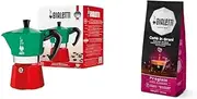 Bialetti 5323 Moka Express Espresso Coffee Maker, 6 Cup, Green/red with 1 kg Medium Roast Coffee Beans Esperto Grani, Pregiato Flavour