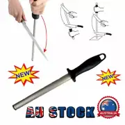 600# 12'' Grit Diamond Knife Sharpening Steel Rod Sharpener Stone Kitchen Too PB