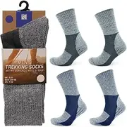 [OnlyBee] Mens Cushioned Sports Socks Breathable Hiking Boot Socks Performance Running Walking Cycling Trekking Trainer Outdoor 2 Pairs, Grey and Blue, 6-11