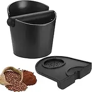 YDCZTYGY Espresso Coffee Knock Box Grind Waste Bin with Detachable Knock Bar and Anti-Slip Silicone Tamper Mat
