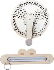 TENOL 2X Montessori DIY Busy Board Accessories Wooden Hand Crank Gear and Zipper Children Kids Girls