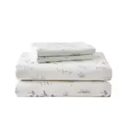 Geese Meadow 4-Piece White Graphic Flannel King Sheet Set