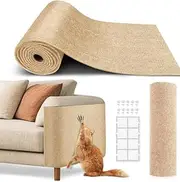 Cat Scratcher Mat, 200 * 40 cm Trimmable Self-Adhesive Cat Scratch Mats, DIY Climb Cat Scratcher for Cat Furniture, Covering Cat Scratching Post,Protect Sofa (Khaki)