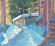 Stephanie Hollenstein : Log Cabin in the Forest : Archival Quality Art Print